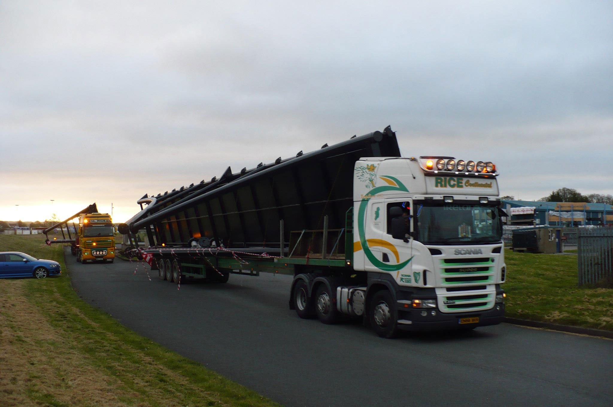 An extended load prepared for a controlled journey.