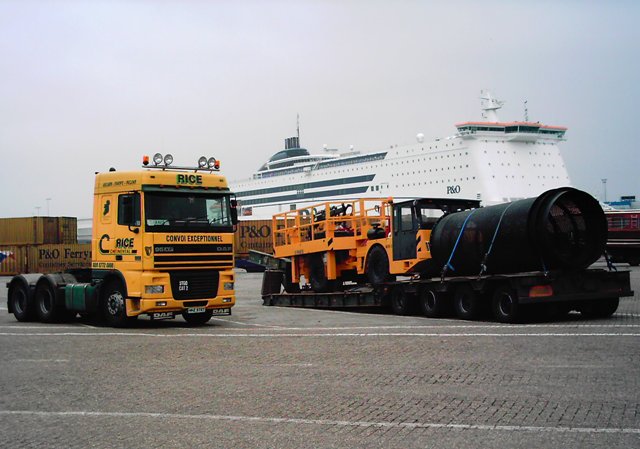 Heavy cargo staged for an onward sea crossing.