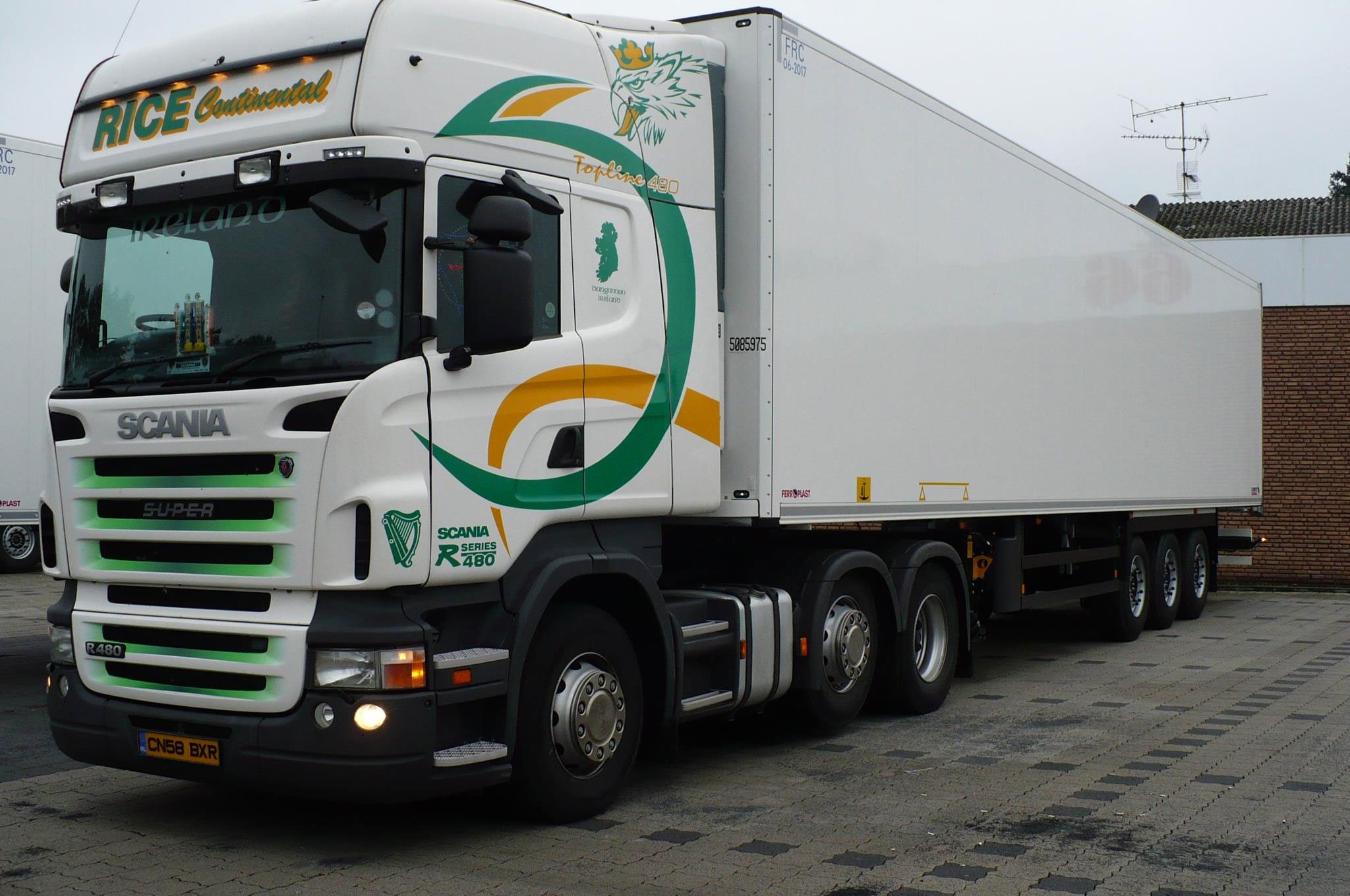 A Rice Continental tractor and box trailer.